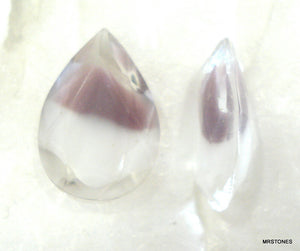18x13mm (4320/2) Amethyst Purple White Givre Pear Pendaloque Shape