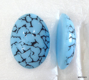 18x13mm (1685) Turquoise Blue Black Matrix Oval Specialty Cabochon