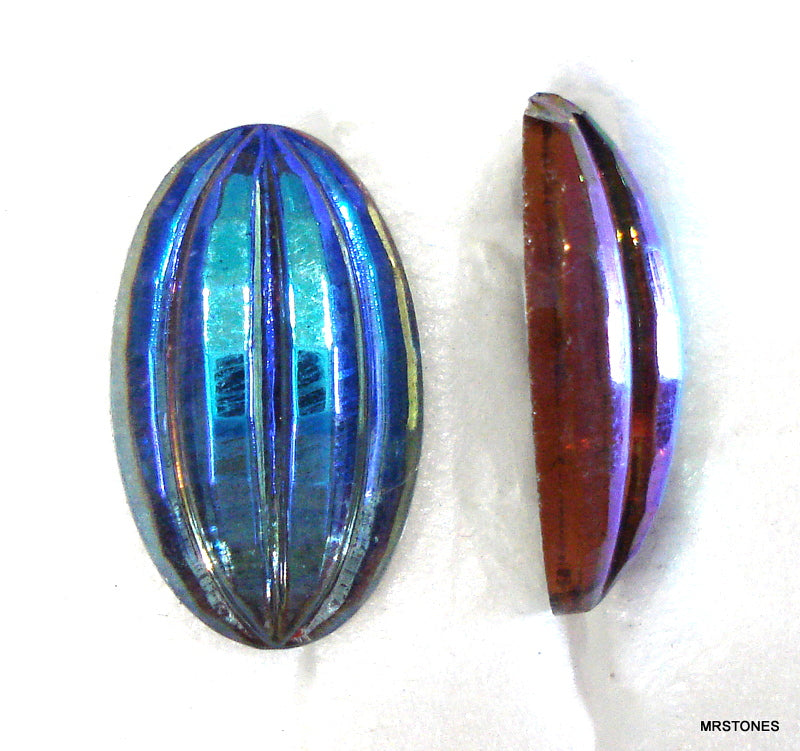 15x9mm (01018) Montana AB Oval Ribbed Cabochon