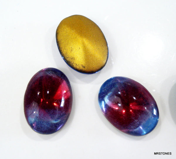 18x13mm (3188) Bi Color Light Sapphire Ruby Oval Buff Top Doublet