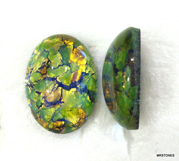 18x13mm (1685) Green Yellow Opal Oval Cabochon