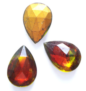18x13mm (4320/2) TTC Bi Color Fully Faceted Smoked Topaz Peridot Pendeloque Pear