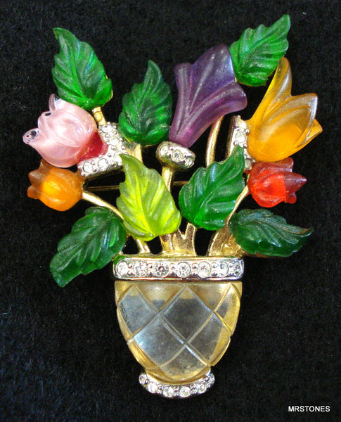 Joseph Cleary Floral Vase Bouquet Brooch