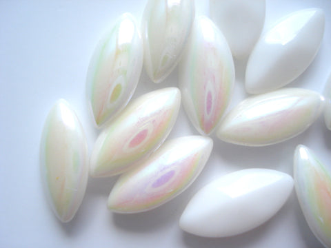 15x7mm (3146) Chalk White AB Marquise Buff Top Doublet