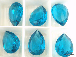18x13mm (4320) Blue Zircon Unfoiled Pear Pendeloque