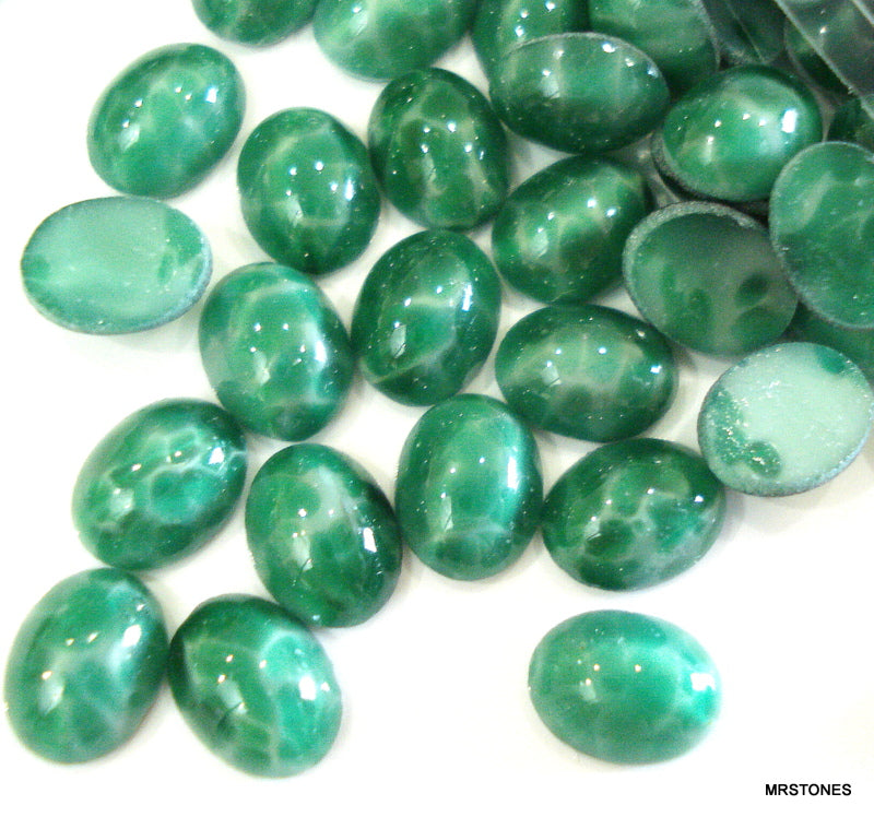 8x6mm (1685) Glass Chinese Jade Oval Cabochon