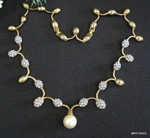 Elegant Necklace Crystal Rhinestones Faux Pearl