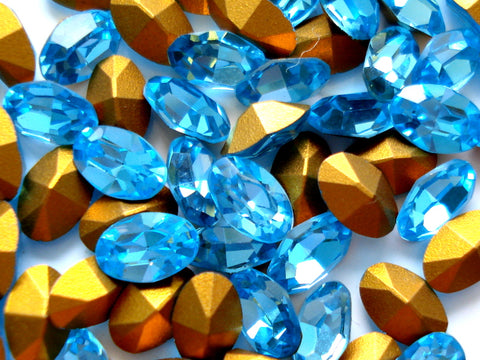 6x4mm (4100) Old Aqua More Blue Splash Green Oval Shape