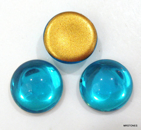 11mm (2194) Czech Aqua Round Cabochon