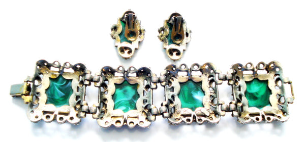 Victorian Revival Chunky Flawed Emerald Set