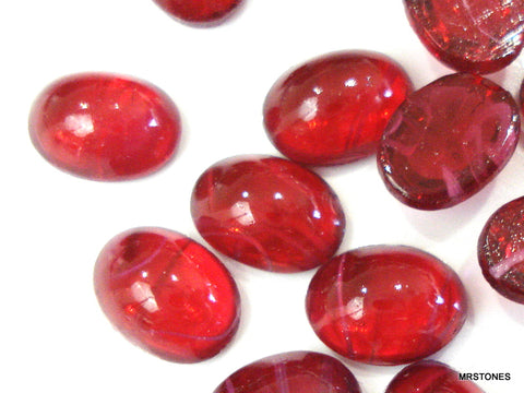 8x6mm (1685) Flawed Ruby Glass Oval Cabochon