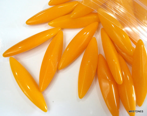 24x6mm (3146) Opaque Bright Orange Marquise Navette Buff Top Doublet