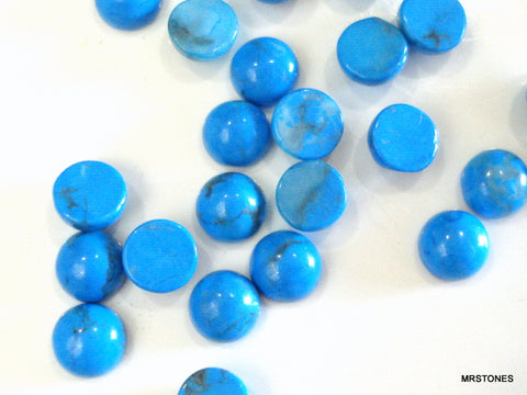 3mm - 4mm Natural Howlite Dyed Turquoise Blue Color Round Cabochon
