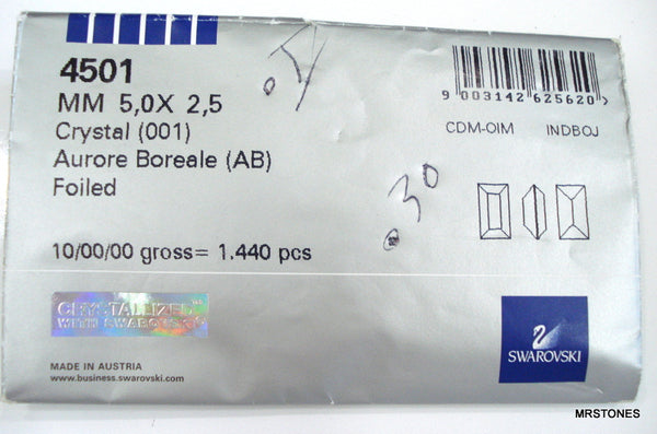 5x2.5mm (4501) Crystal AB Baguette