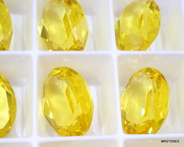 18x13mm (4120) Unfoiled Light Topaz Pointed Back Ovals
