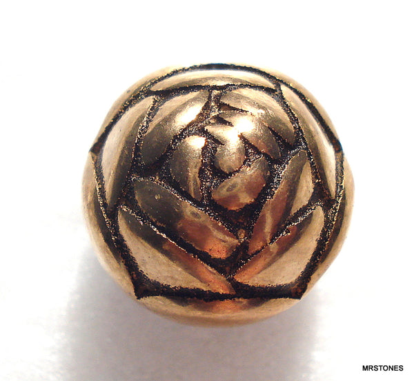 14mm Antiqued Gold Tone Metal Rose Petals Ball Bead