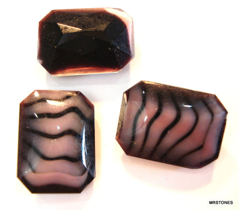 18x13mm (3436) Black Pink Stripe Cushion Octagon Buff Top Doublet