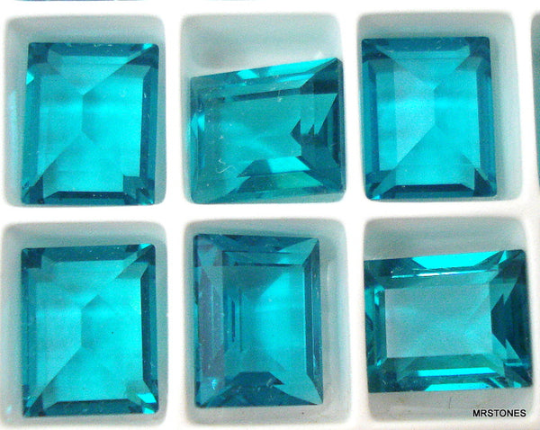 10x8mm (4510) Blue Zircon Unfoiled Step Cut Cushion / Baguette Shape