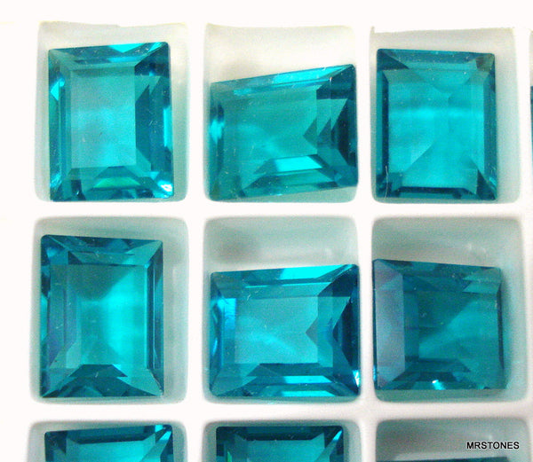 10x8mm (4510) Blue Zircon Unfoiled Step Cut Cushion / Baguette Shape