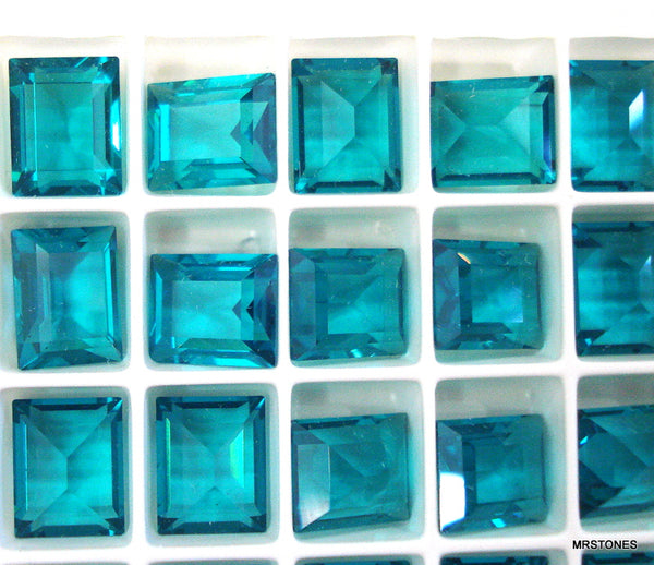 10x8mm (4510) Blue Zircon Unfoiled Step Cut Cushion / Baguette Shape