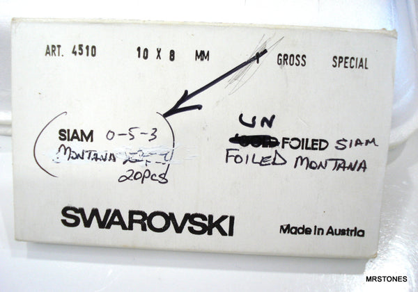 10x8mm (4510) Siam Unfoiled Cushion / Baguette Shape