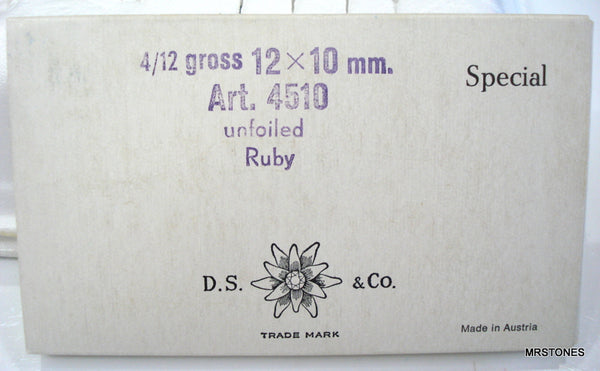 12x10mm (4510) Ruby Unfoiled Cushion / Baguette Shape