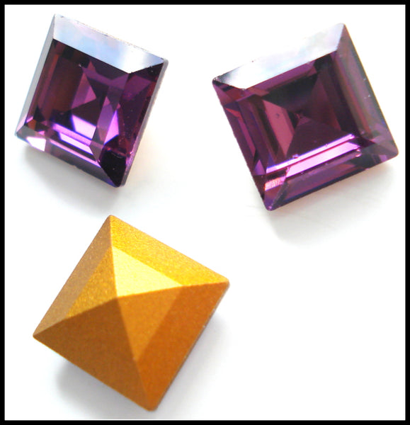 12mm (4410) Amethyst Step Cut Square Shape Vintage Swarovski