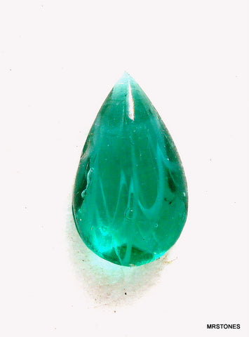 10x6mm (3101) Glass Flawed Emerald Buff Top Doublet Pear Shape