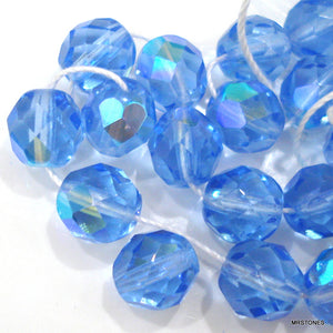 8mm Light Sapphire AB Glass Faceted Bead