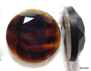 18mm (1290) Tortoise Round Rose Cut Glass