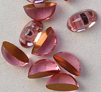 5x3mm (2195) Glass Rose Pink Oval Cabochon