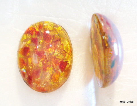 16x12mm (1685) Fire Opal Glass Oval Cabochon