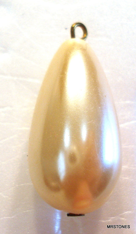 24x14mm (14IFD)  Imitation Pearl Pear Tear Drop Creme Hook Dangle
