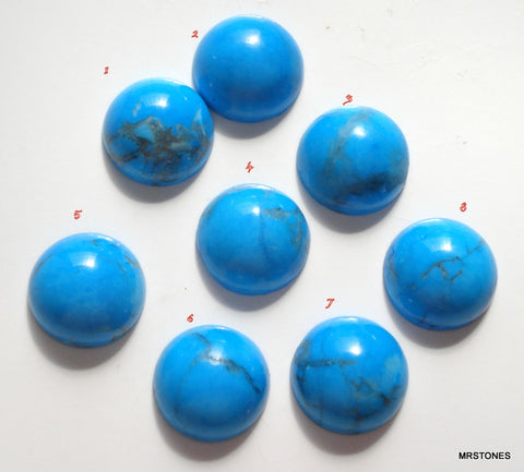 8mm (S90) Dyed Howlite Blue Matrix Round Cabochon