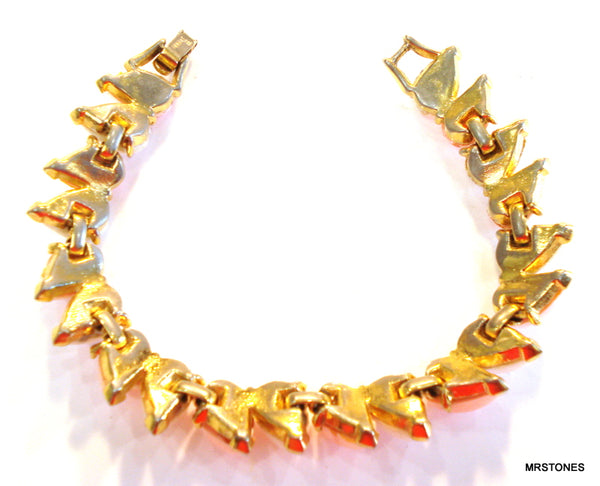 Crown Trifari Bracelet Faux White Pink Pear Pearls