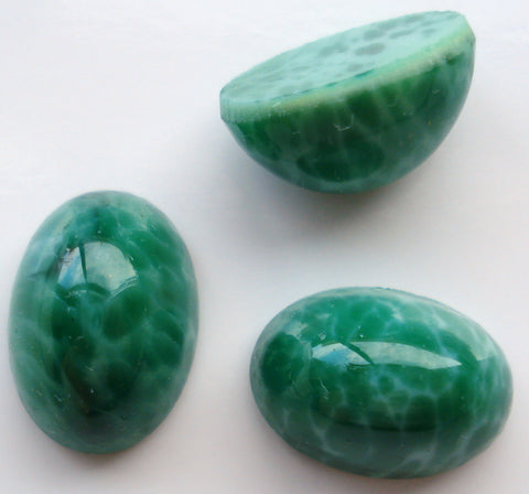 14x10mm (1685) Glass Chinese Jade High Dome Oval Cabochon