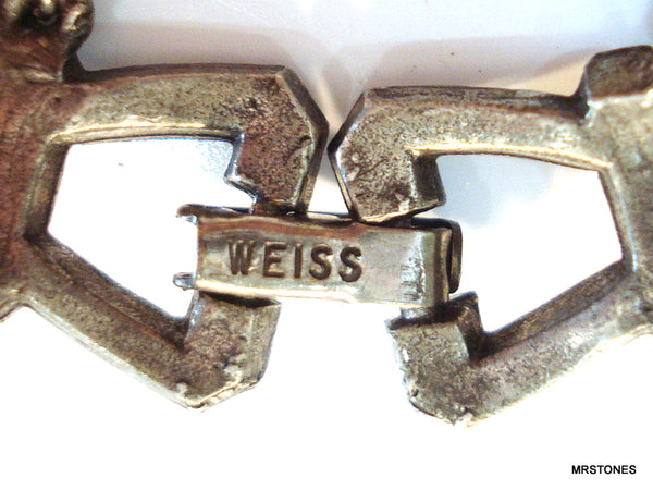 Weiss Signed Black Diamond Antiqued Rhinestones Bracelet