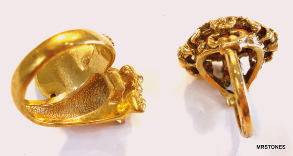 2 Quality Cocktail Rings Cameo and Leopard Size 7 and 9
