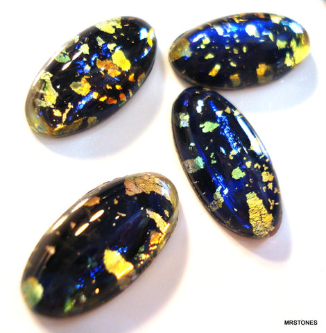 18x9mm (1685) Black Opal Oval Glass Cabochon