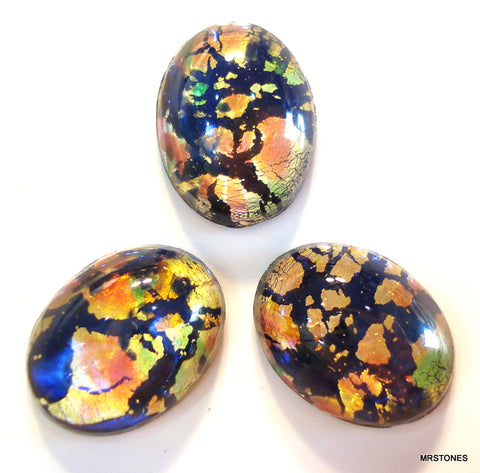 16x12mm (1685) Black Opal Oval Glass Cabochon