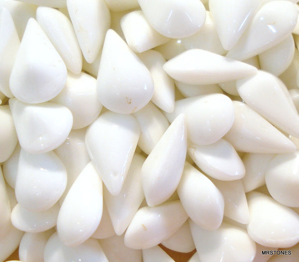 8x4.8mm (3101) Chalk White Pear Shape Buff Top Doublet 24 pc and 1 Gross pkg