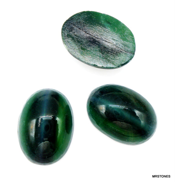 18x13mm (1685) Green Cat Eyes Oval Cabochon