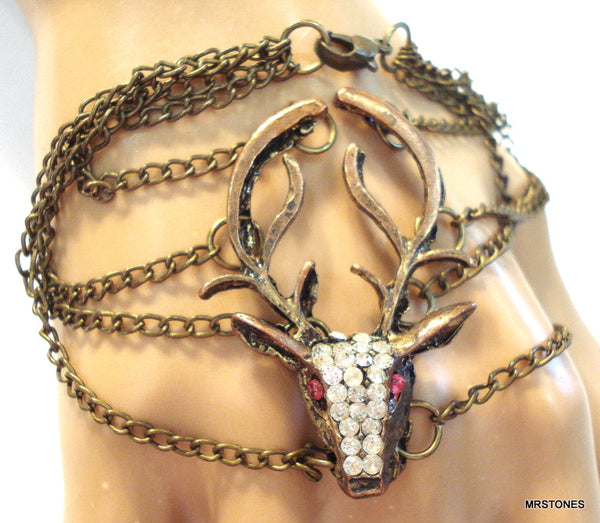 Unique Rhinestone Reindeer Bracelet