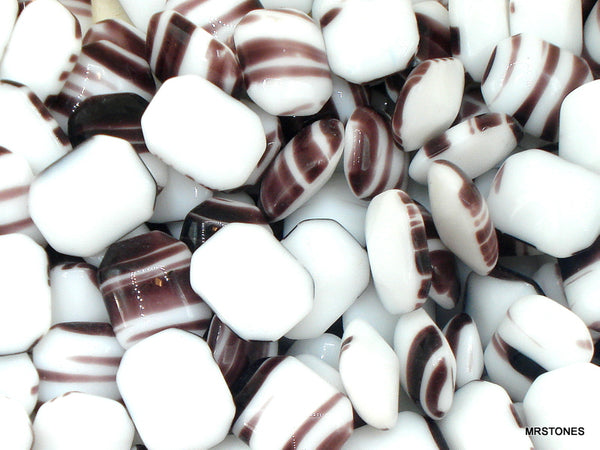 10x8mm (3436) Chalk White Black Strip Cushion Octagon Buff Top Doublet