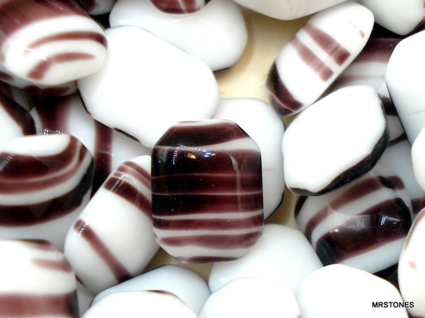 10x8mm (3436) Chalk White Black Strip Cushion Octagon Buff Top Doublet