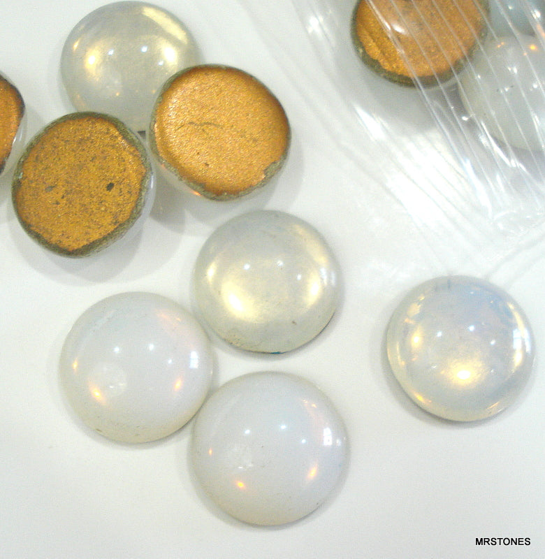 15mm (2194) White Opal Round Cabochon #1