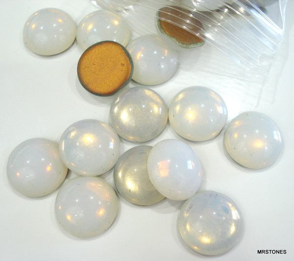 15mm (2194) White Opal Round Cabochon #1