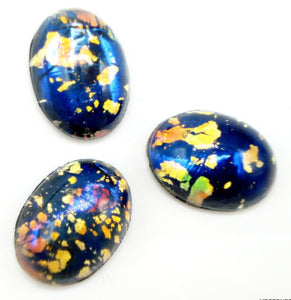 14x10mm (1685) Black Opal Glass Oval Cabochon 1pc or 10pc Lot