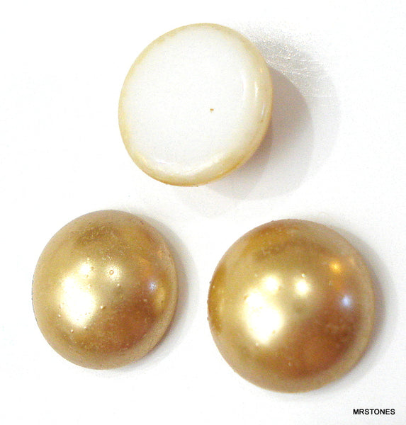 11mm Gold Glass Pearl Round Cabochon