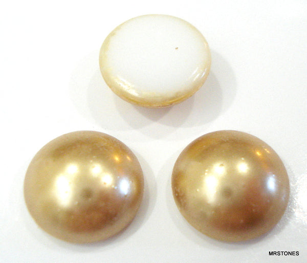 11mm Gold Glass Pearl Round Cabochon